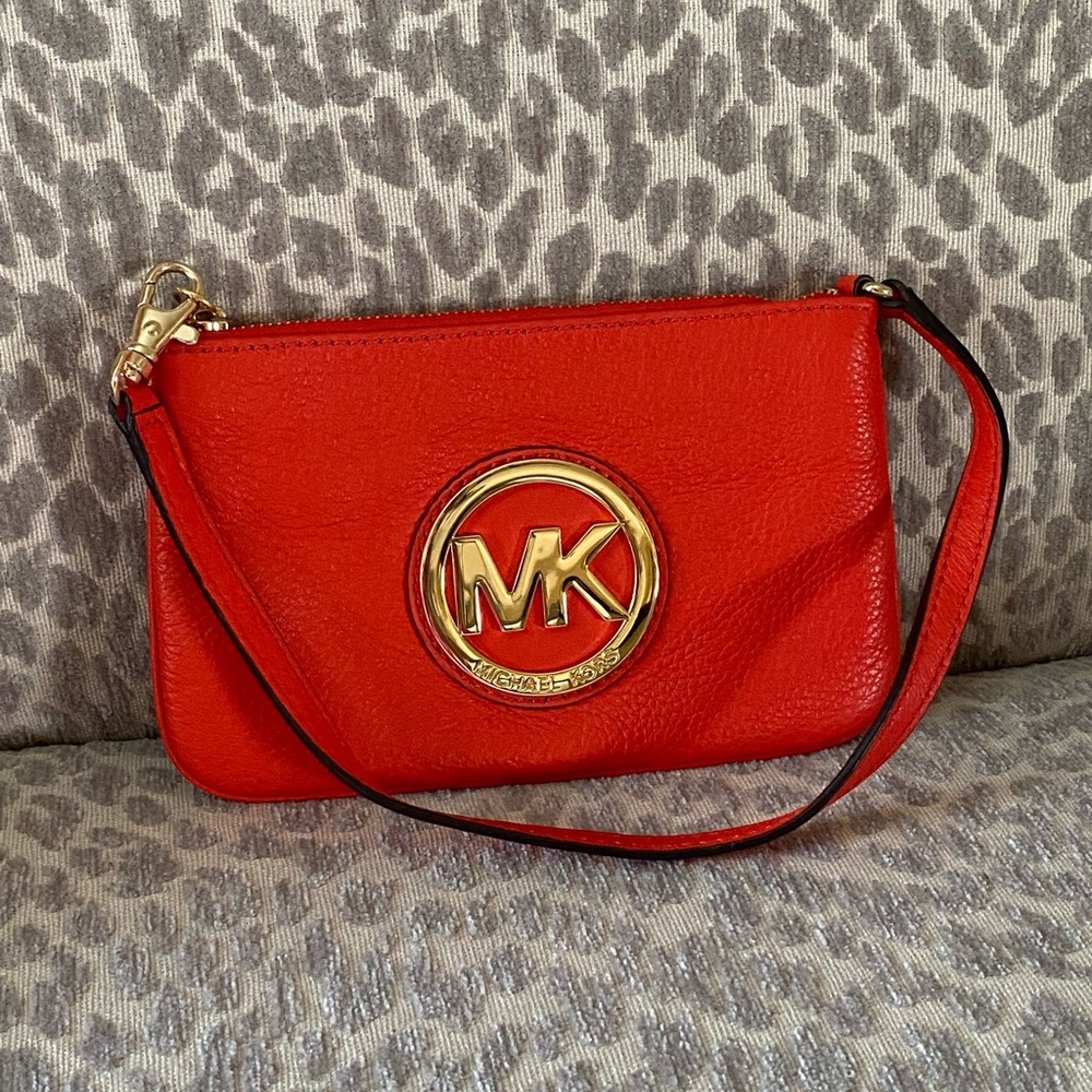 Michael Kors orange wristlet